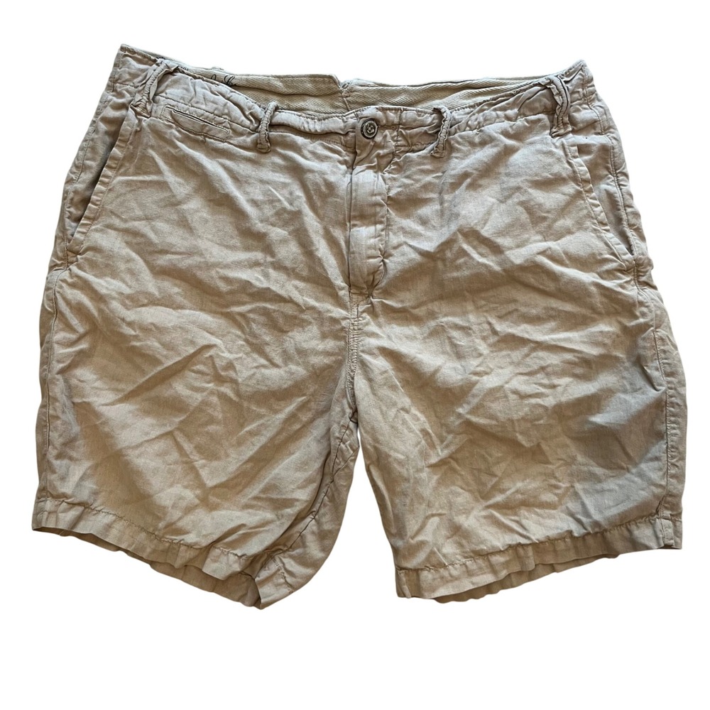 Polo Ralph Lauren Men 35 Classic Fit Linen Cotton Khaki Shorts Tan Naval Tailors